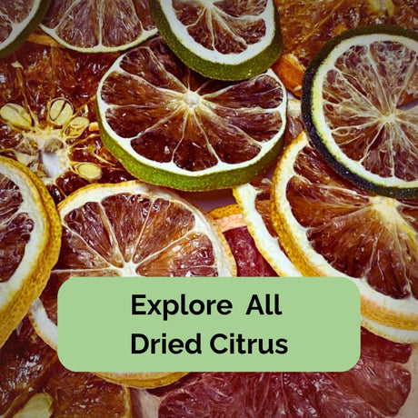 Close-up of 100% Australian dried citrus slices including lemon, lime, orange, and blood orange — vibrant and naturally preserved