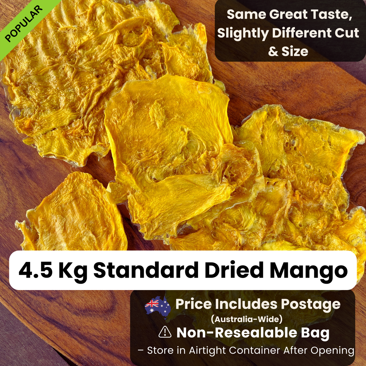 4.5kg Bulk Australian Standard Dried Mango – Single Non-Resealable Bag (Includes Postage)
