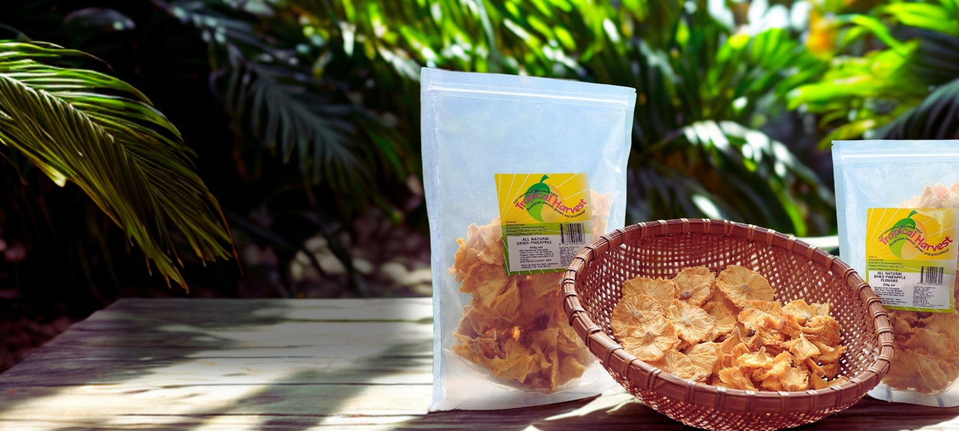 Australian dried pineapple flowers and dried pineapple pieces from Tropical Harvest Queensland