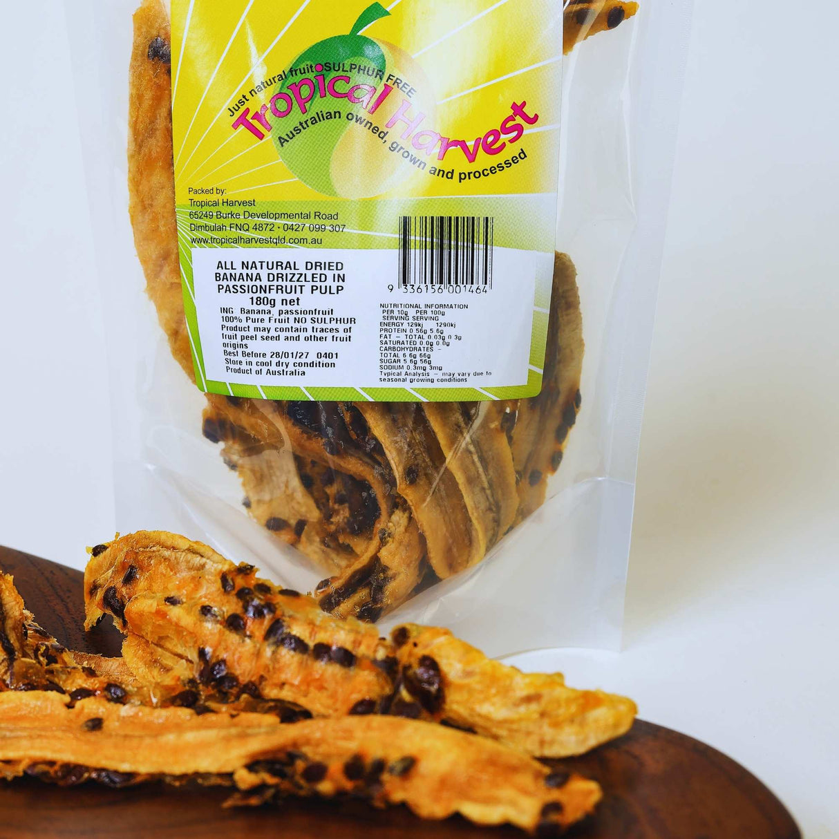 180g dried banana passionfruit snack pack for convenient healthy snacking on the go