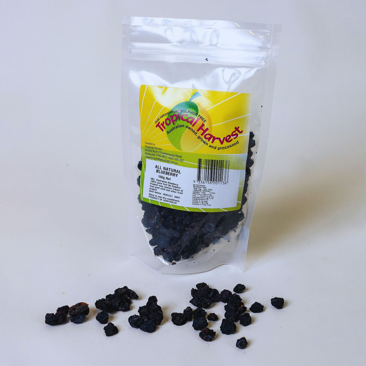 100g pack of dried blueberries for regular snacking and baking