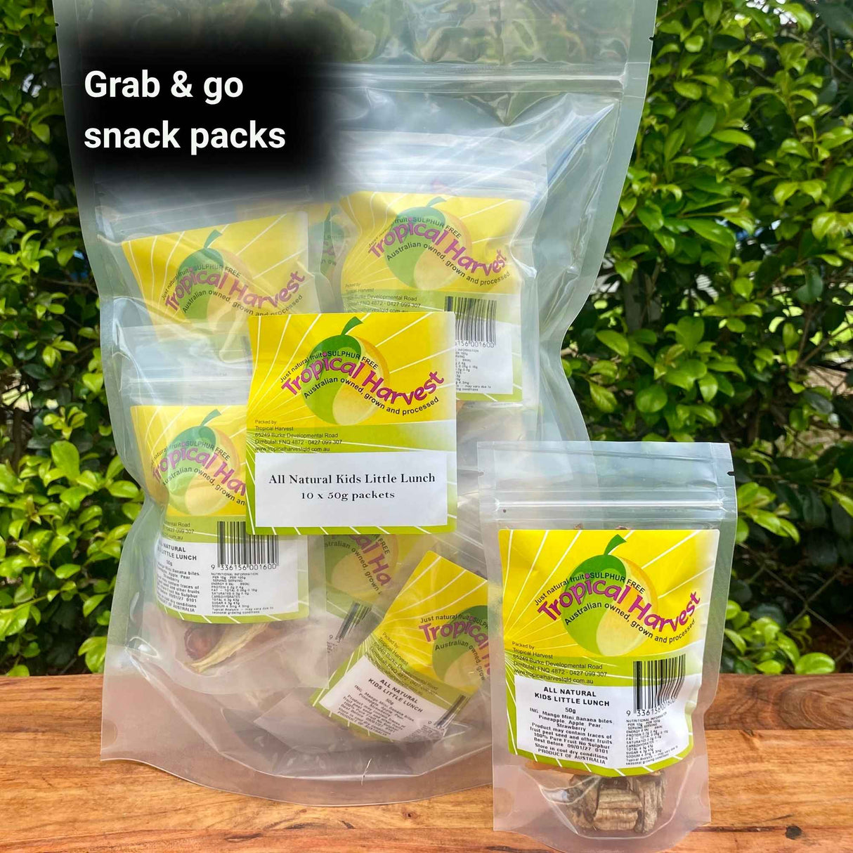 Kids dried fruit 10 pack with individual snack pack shown for easy grab and go lunchboxes