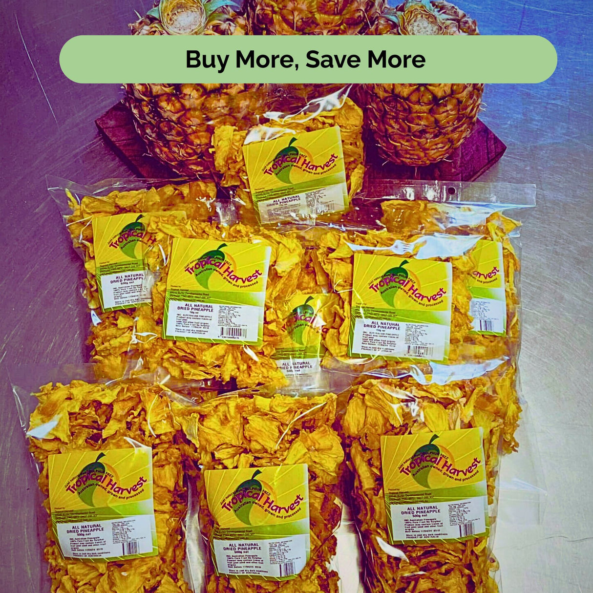 Buy more, save more – Tropical Harvest bulk dried pineapple in resealable bags, great for snacking, storage and families.