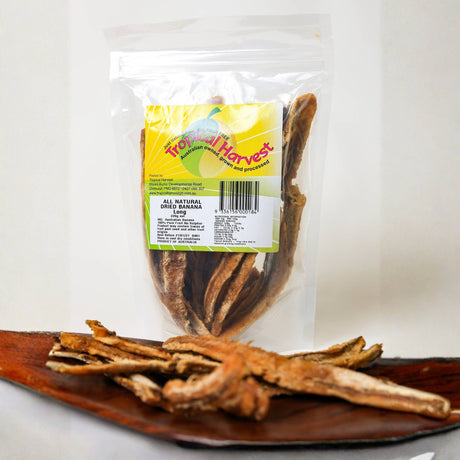 220g pack of Australian dried banana long sliced lengthwise and gently dried