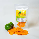 70g pack of Australian dried mango lime with fresh lime and mango slices