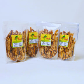 Bulk Australian dried banana whole 4kg pack containing four 1kg resealable bags of slow-dried bananas