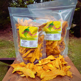 Two bags of Australian Kensington Pride dried mango strips showing bulk quantity option