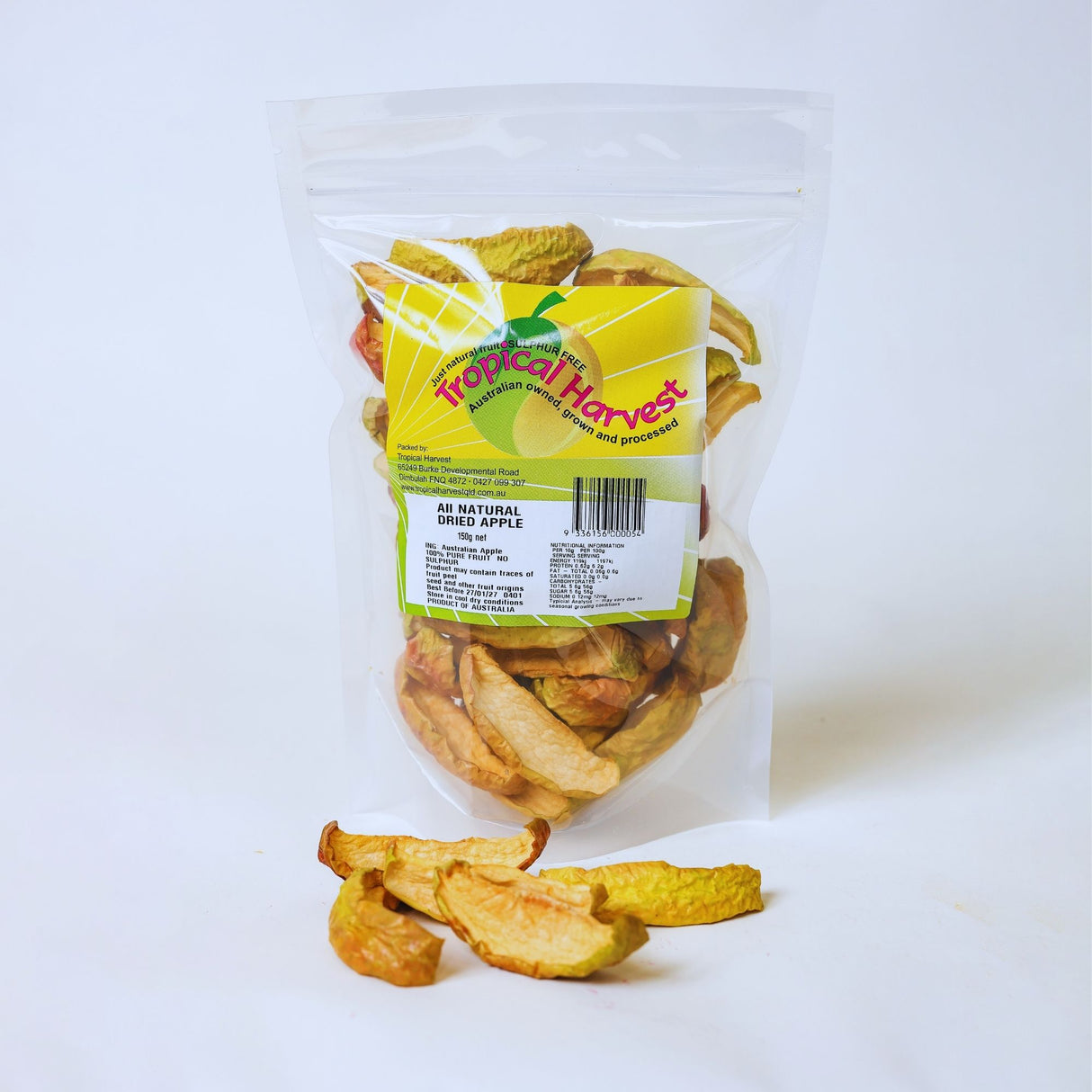 150g pack of dried apple slices for healthy snacking and lunchbox use