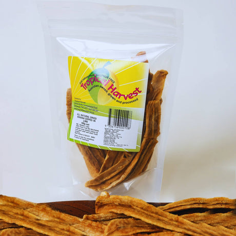180g pack of Australian dried banana with lime, lightly citrusy banana slices with no added sugar or preservatives