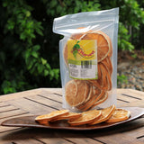 150g pack of dried orange slices displayed on serving board showing natural quality