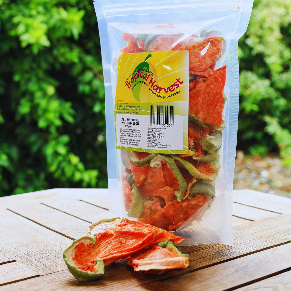 Dried watermelon snack pack outdoors ready to eat healthy fruit