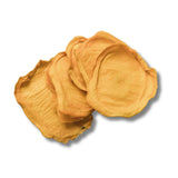 Loose slices of Green Australian dried mango showing pale colour and natural firmness.
