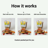 How to customise a dried fruit mix by removing up to 3 fruits and adding more of your favourites
