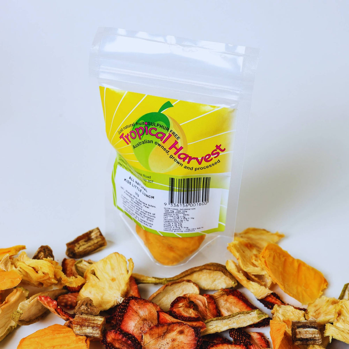 50g kids dried fruit snack pack with mixed fruit pieces for lunchboxes and on the go snacks
