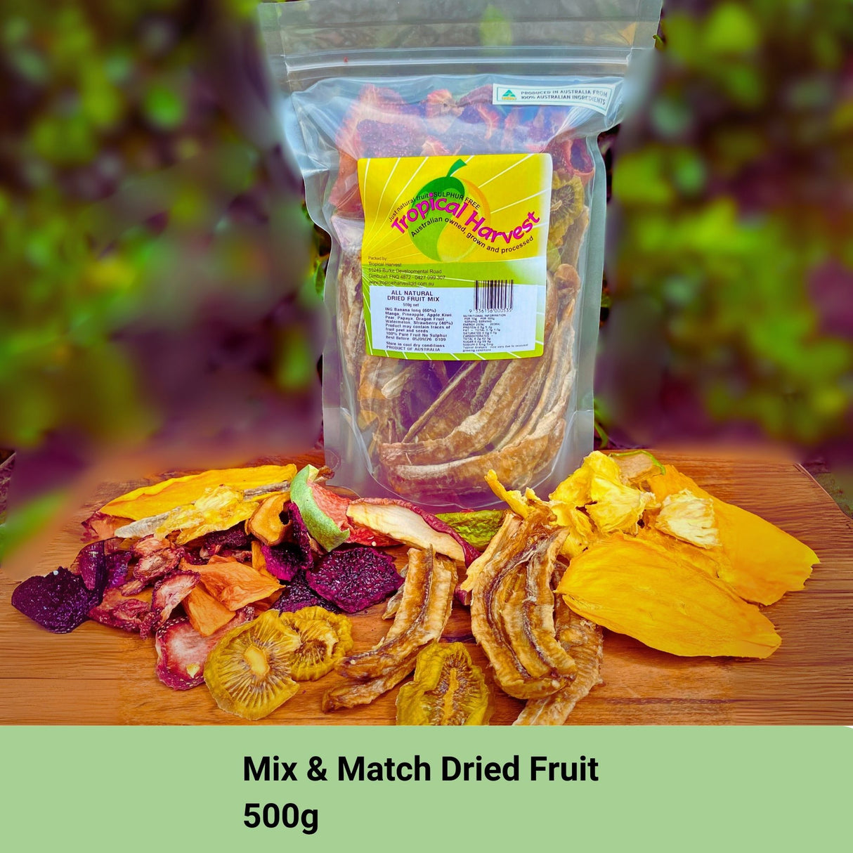 Mix and Match dried fruit 500g medium resealable bag.