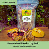 Large 1kg personalised dried fruit blend with a full selection of custom fruits for families or gifting