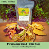 Small 200g personalised dried fruit blend with mango, banana and kiwi, ideal for tasting or gifting