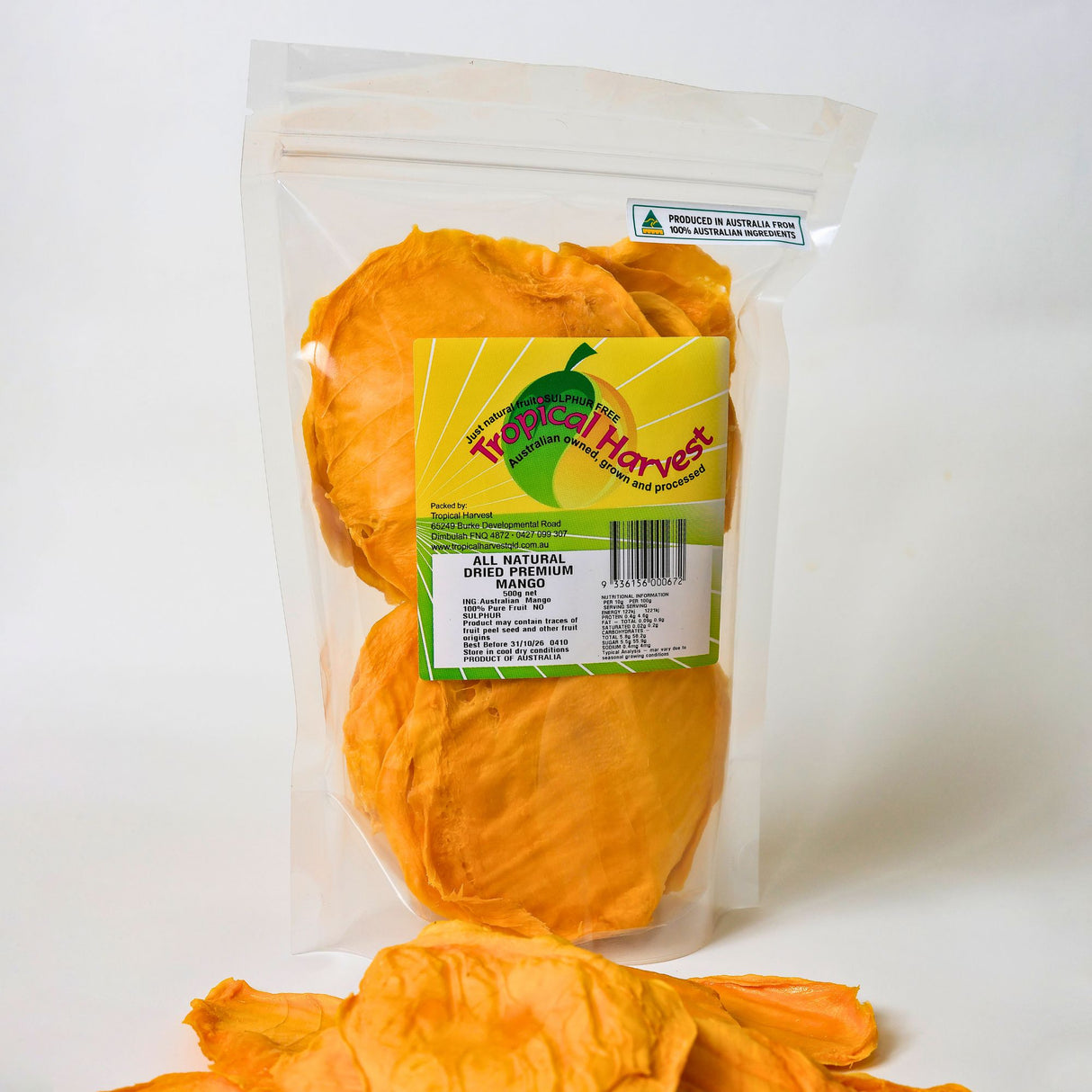 Premium Australian dried mango 500g bag with natural no additive mango slices.